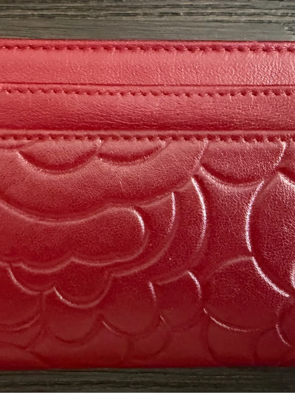 Chanel Embossed Camellia Card Holder with Interlocking Logo